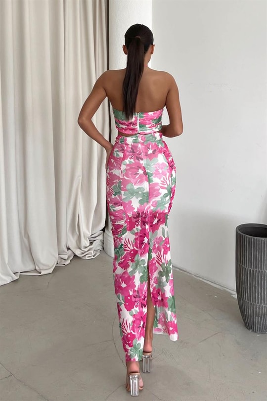 Boyundan Bağlamalı FlowerTasarım Takım Pembe