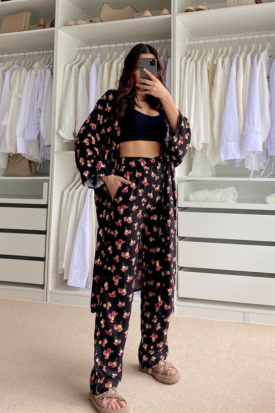 Camellia Kimono Takım Siyah