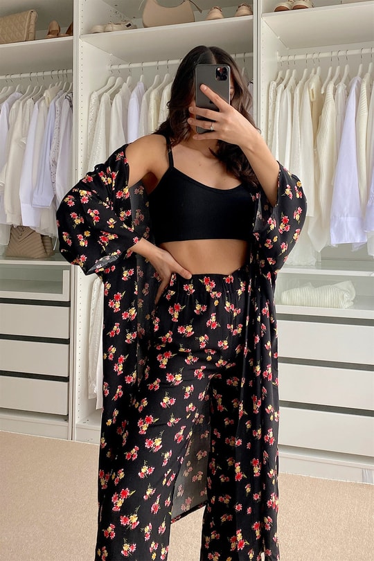 Camellia Kimono Takım Siyah