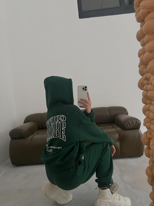 Couture Baskılı Eşofman Takım Zümrüt Yeşili