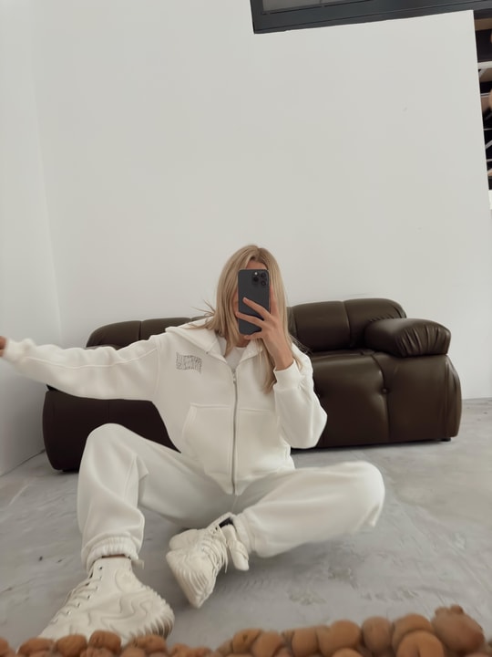 Couture Baskılı Eşofman Takım Beyaz
