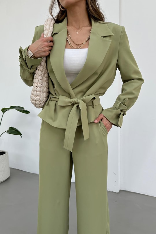 Crop Bleazerli Street Takım Fıstık Yeşili