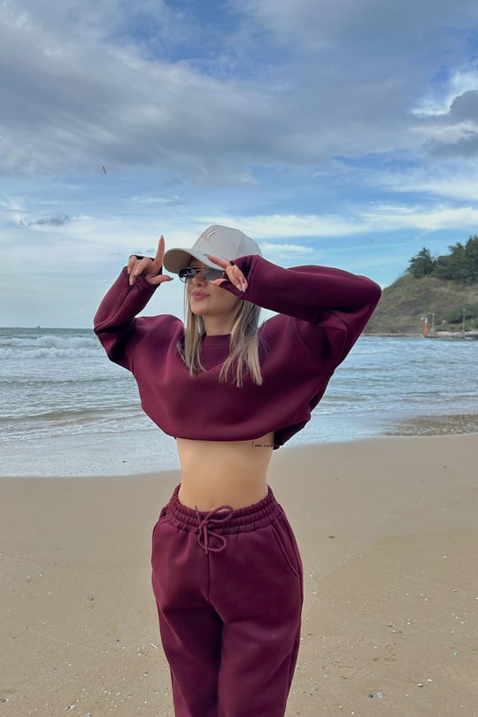 Crop Comfort Takım Bordo