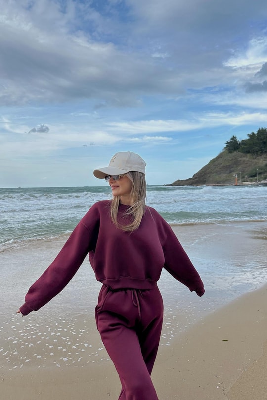 Crop Comfort Takım Bordo