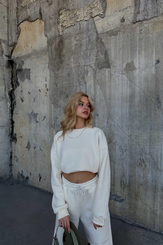 Crop Comfort Takım Krem