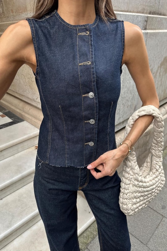 Denim Yelek Pantolon Takım Lacivert