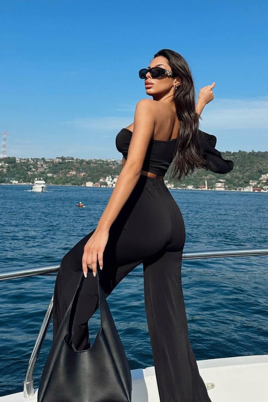 Düğüm Detay Tek Kollu Takım Siyah
