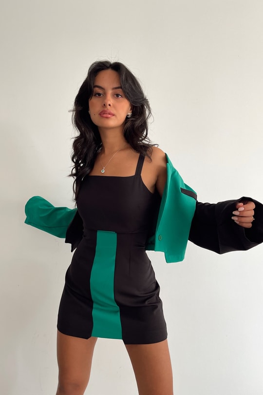 Duo Ceketli Takım Siyah-Yeşil