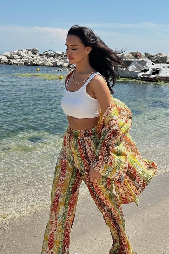 Etnik Desen Kimono Takım Haki