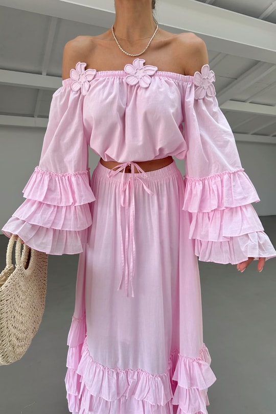 Fırfırlı Takım Pembe