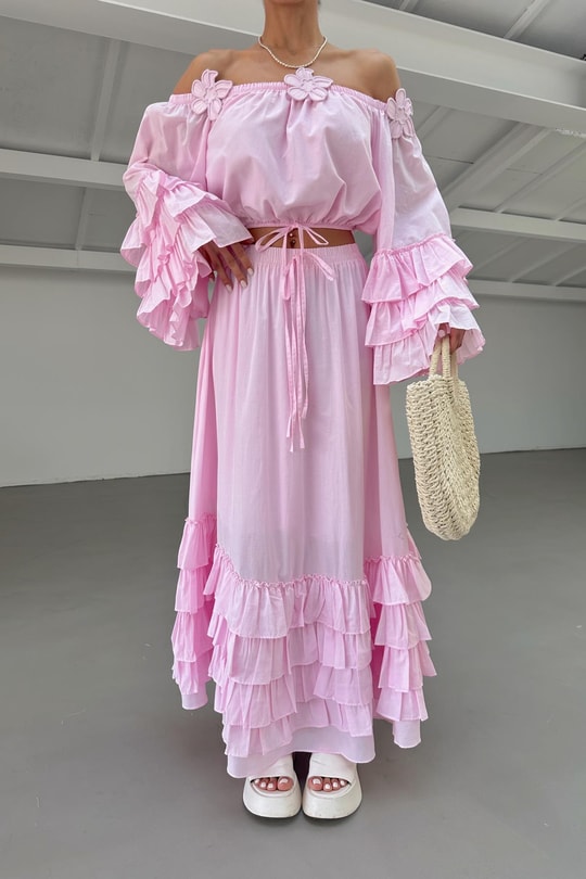 Fırfırlı Takım Pembe