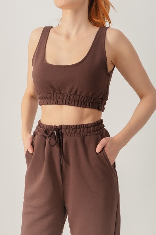 Jogger Crop Takım Kahve