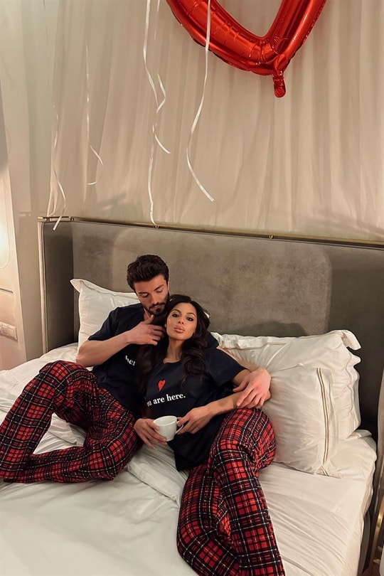 Kadın Ekose Çizgili Çift Pijama Takımı Lacivert