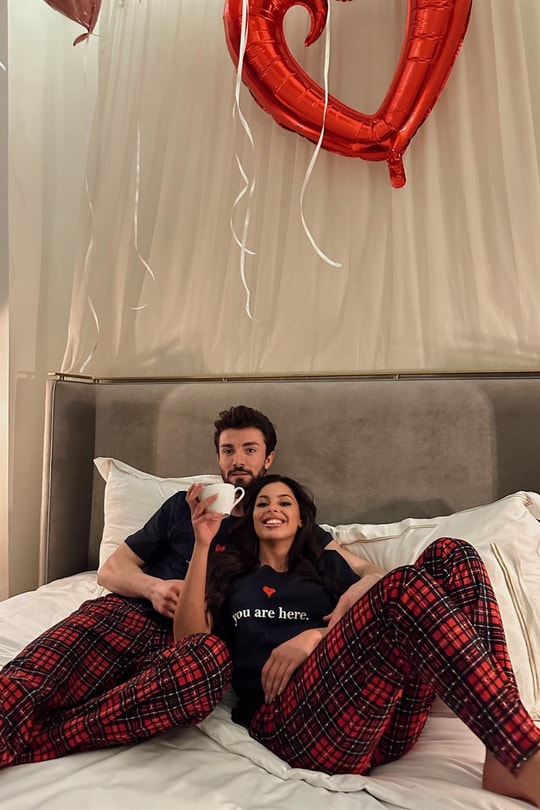Kadın Ekose Çizgili Çift Pijama Takımı Lacivert