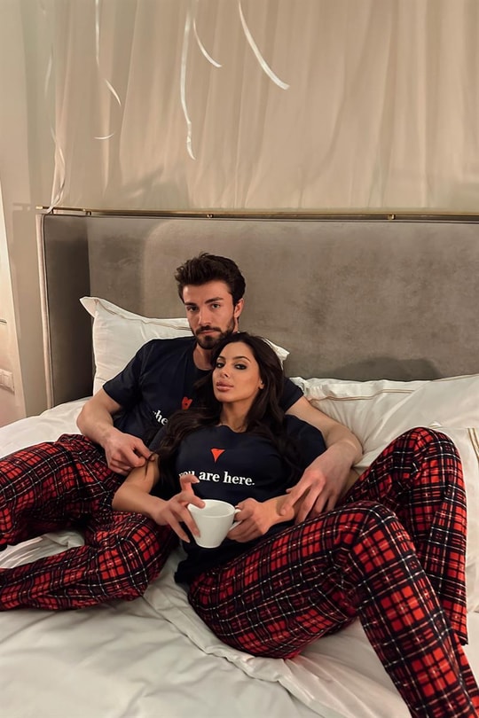 Kadın Ekose Çizgili Çift Pijama Takımı Lacivert