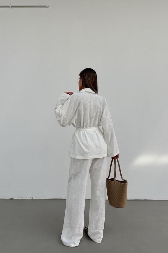 Keten Kimono Takım Ekru
