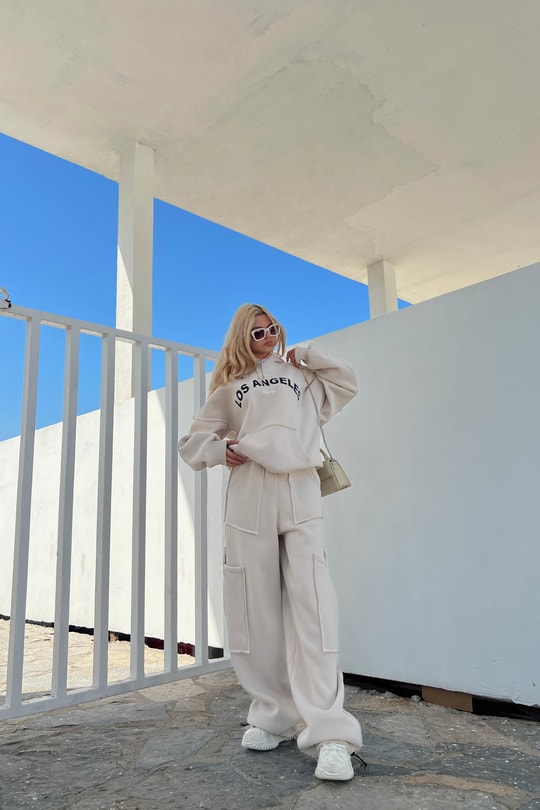 Los Angeles Oversize Eşofman Takımı Bej