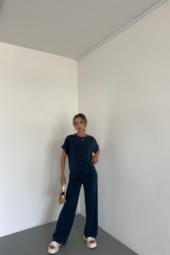 Modal Tshirt Takım Lacivert