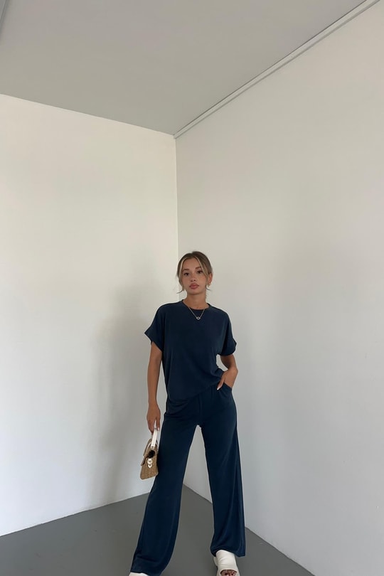 Modal Tshirt Takım Lacivert