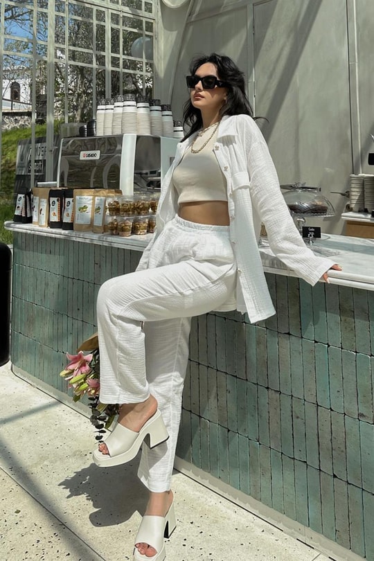 Müslin Relax İkili Takım Beyaz