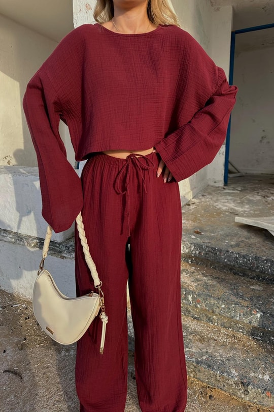 Müslin Takım Bordo