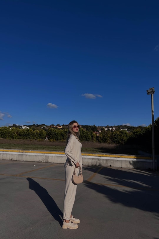 Oversize Gömlek Pantolon Takım Taş