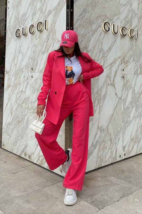 Oversize Palazzo Takım Pembe