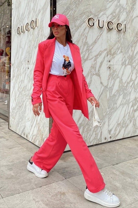 Oversize Palazzo Takım Pembe