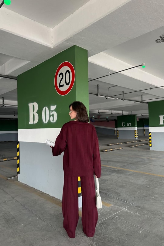 Polo Yaka Triko Takım Bordo