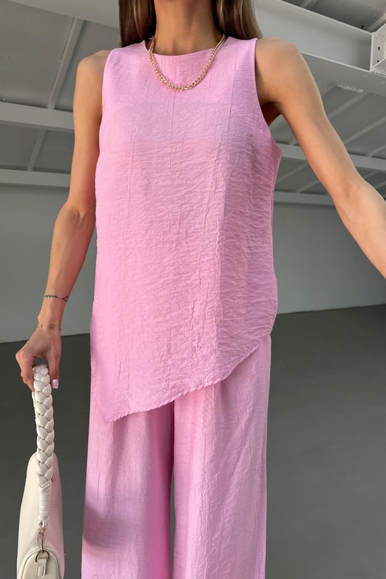 Salaş Bluz Pantolon Takım Pembe