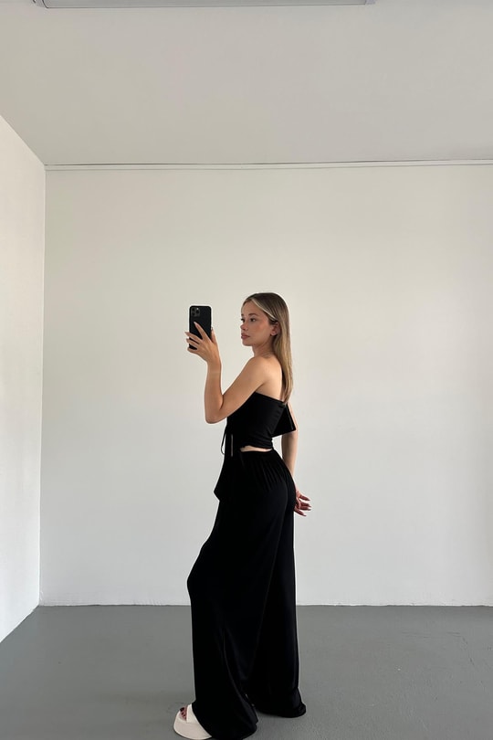 Sendy Büzgülü Takım Siyah