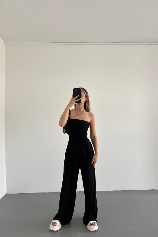 Sendy Büzgülü Takım Siyah