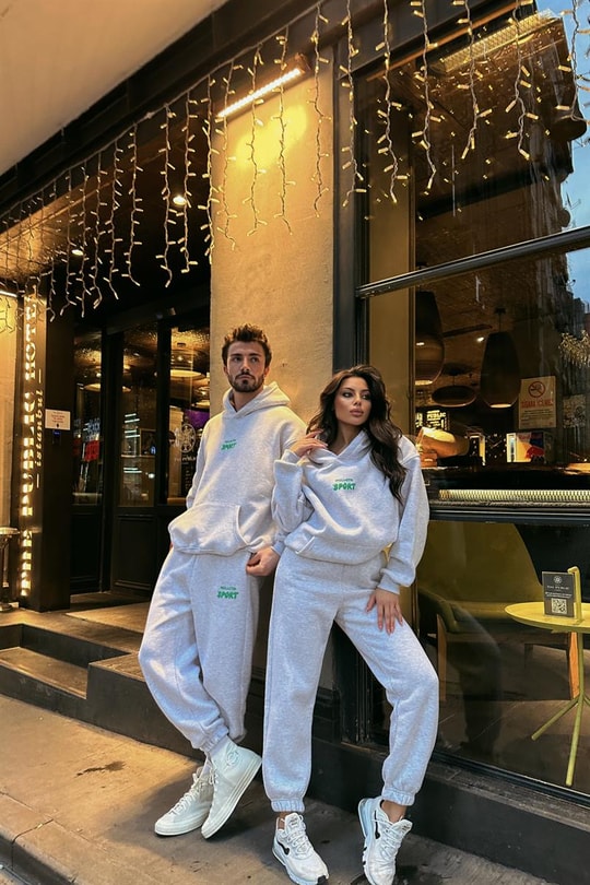 Sport Kapüşonlu Jogger Takım Gri