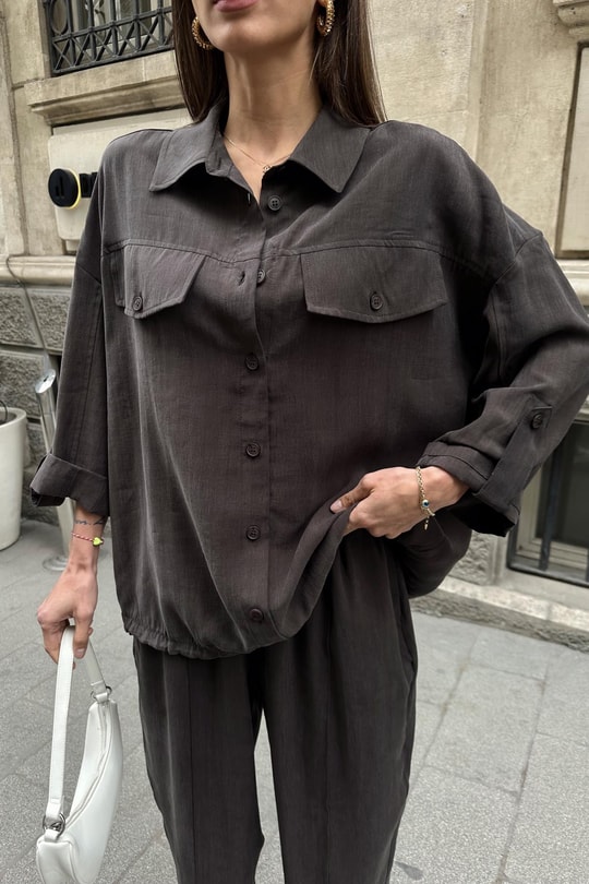 Tensel Kumaş Takım Kahve