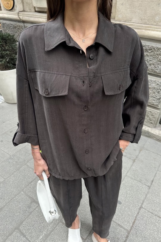 Tensel Kumaş Takım Kahve