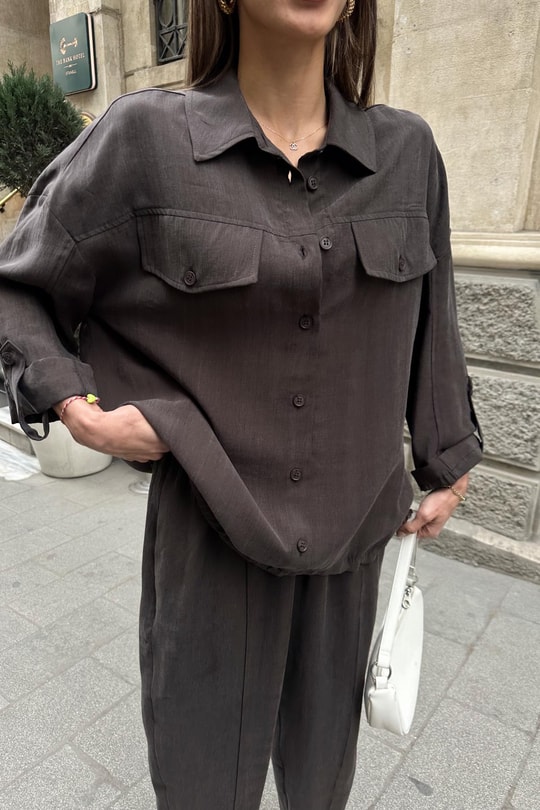 Tensel Kumaş Takım Kahve