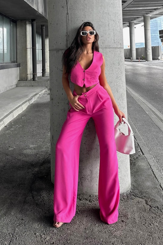 Yelekli Swanky Takım Pembe