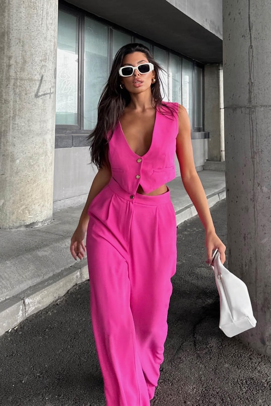 Yelekli Swanky Takım Pembe