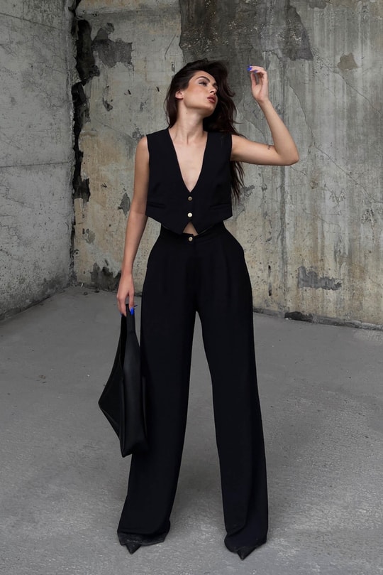 Yelekli Swanky Takım Siyah