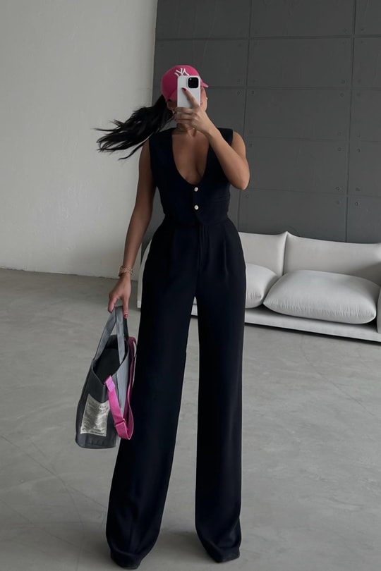Yelekli Swanky Takım Siyah