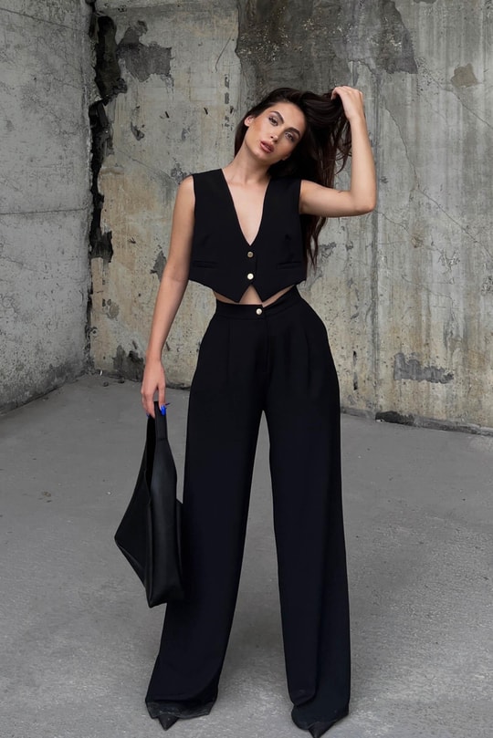 Yelekli Swanky Takım Siyah