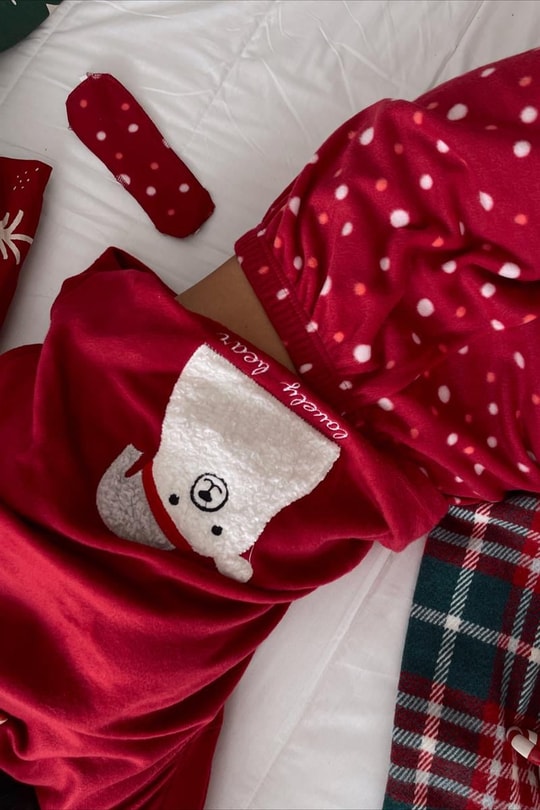 Yumoş Ayıcıklı Pijama Takımı Kırmızı