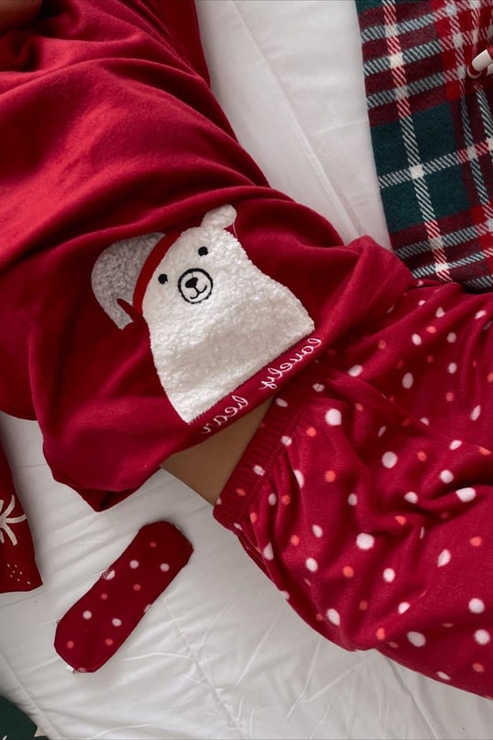 Yumoş Ayıcıklı Pijama Takımı Kırmızı
