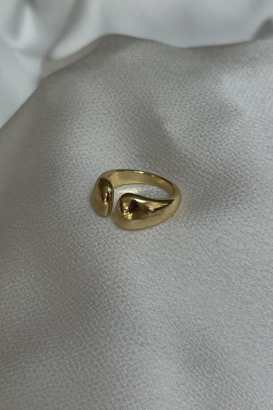 Çift Damla Yüzük Gold