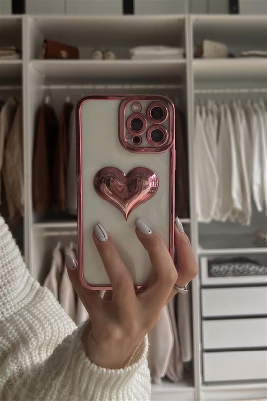 Kalp Kabartmalı Telefon Kılıfı Iphone12 Pembe