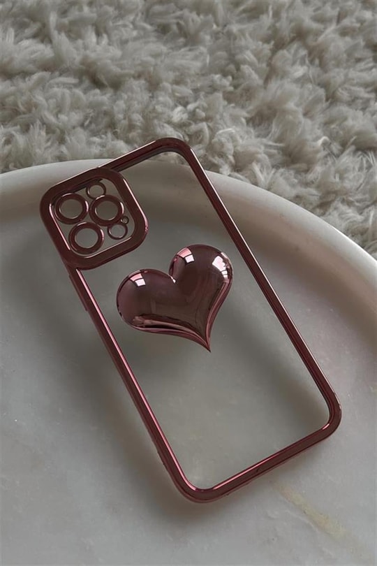 Kalp Kabartmalı Telefon Kılıfı Iphone12 Pembe