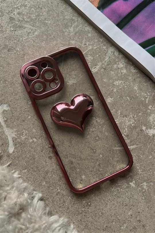 Kalp Kabartmalı Telefon Kılıfı Iphone12 Pembe