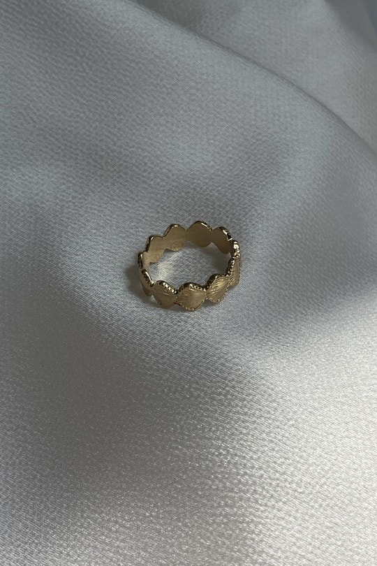 Sıralı Deniz Kabuğu Yüzük Gold