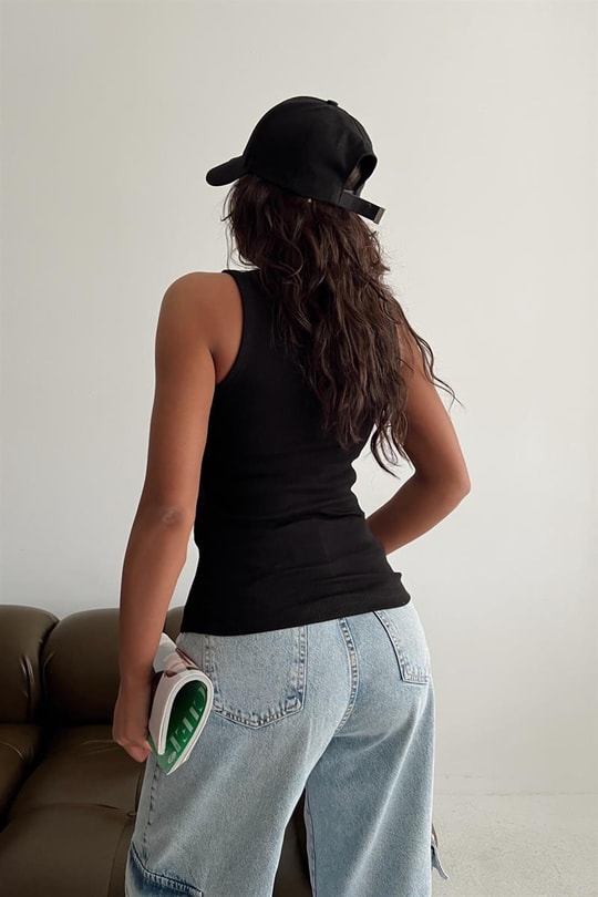 Amour Paris Fitilli Top Siyah