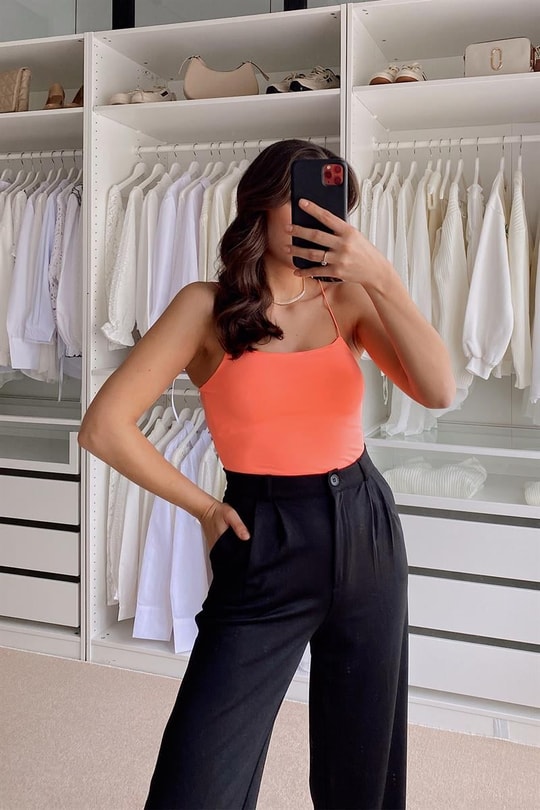Basic İp Askılı Crop Top Pembe